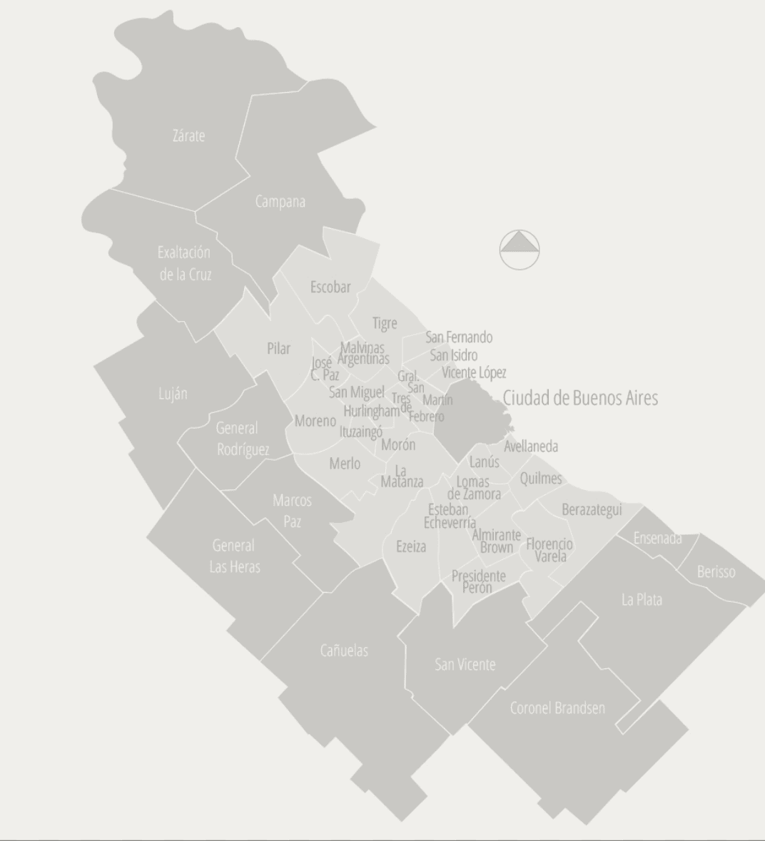 Mapa esquemático del Gran Buenos Aires con Moreno marcado